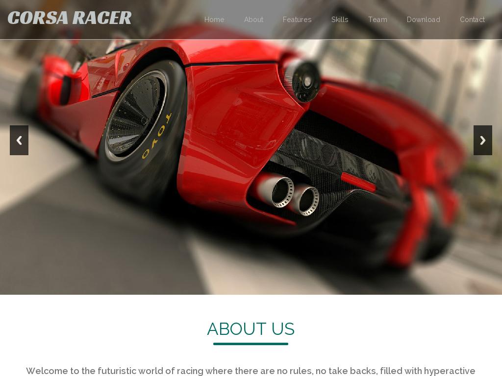 Corsa Racer - Лендинг