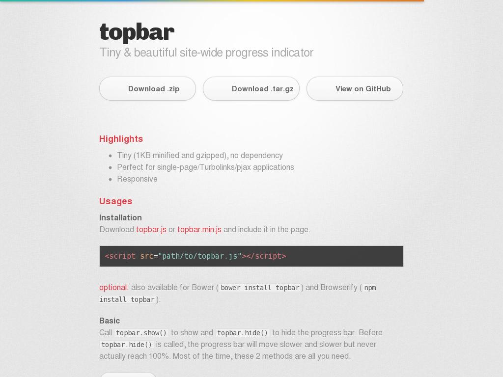 Индикатор строки прогресса для страниц сайта, функциональные настройки, демо использования с Bootstrap 4, скачайте бесплатно.