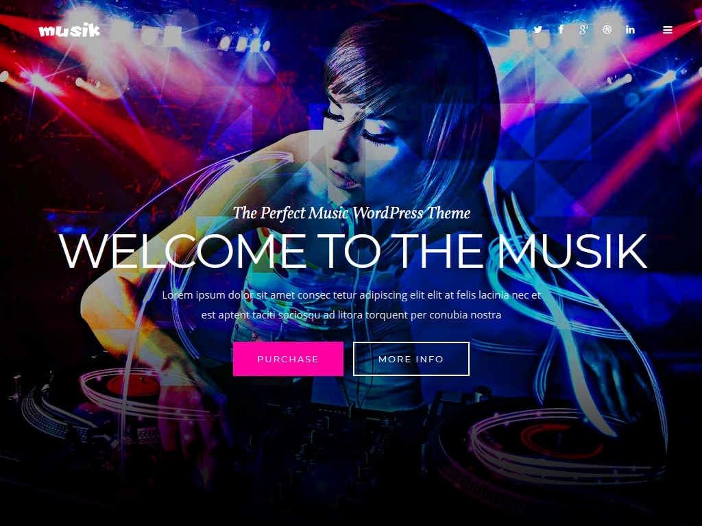 Музыкальный шаблон блога или одностраничного сайта в интернете, сделано 7 HTML страниц с адаптивным содержимым и отзывчивой разметкой Bootstrap.
