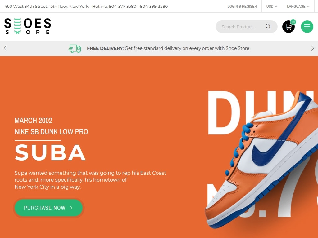 Отзывчивый онлайн магазин обуви, шаблон для сайта с адаптивной сеткой Bootstrap 3, сделаны необходимые элементы дизайна разбавленные визуальными эффектами.