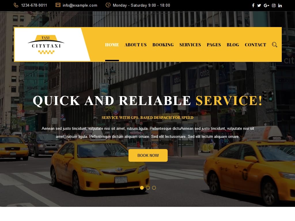 Хороший шаблон для вашей компании такси или транспорта, отзывчиво реагирует и легко настраивается, действительно классный дизайн, который не отстает от тенденций веб-дизайна.