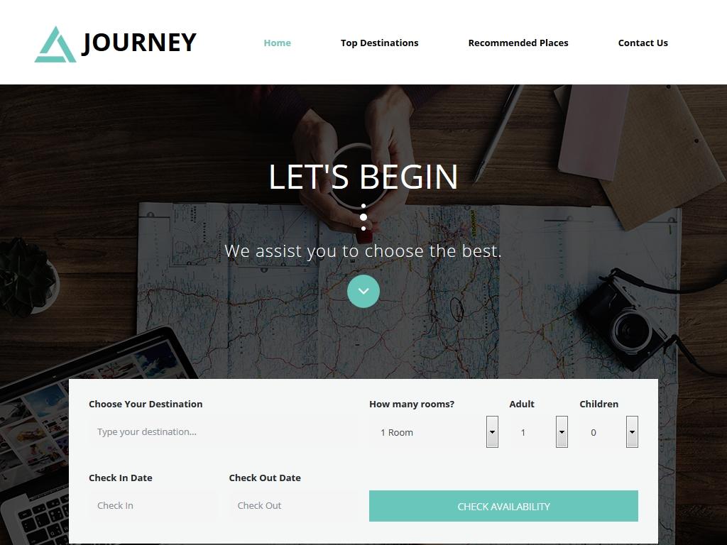 Одностраничный шаблон на тему путешествий и отдыха, используется разметка Bootstrap 4, отзывчивый дизайн, скачайте бесплатно.