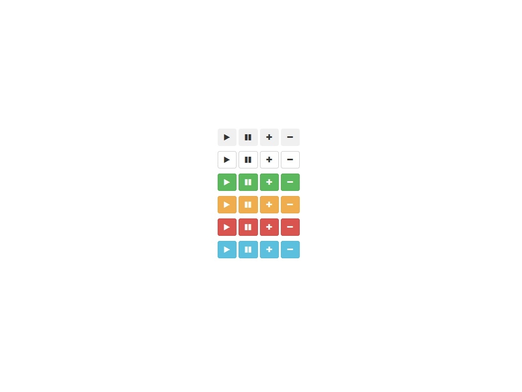 Аудиоплеер для воспроизведения музыкальных файлов и радиопотоков в кнопках Bootstrap с базовыми классами из 6 цветов и иконками Font Awesome.