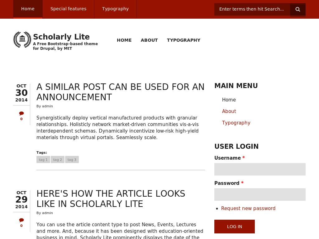 Scholarly Lite - Drupal - Блог