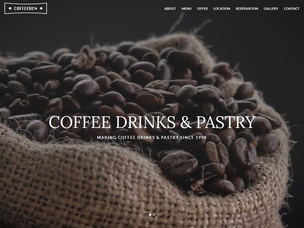 Кафе и выпечка, оригинальная тема для Вашего сайта, шаблон оснащён современной разметкой Bootstrap 4 и актуален в устройствах с любым разрешением экрана.