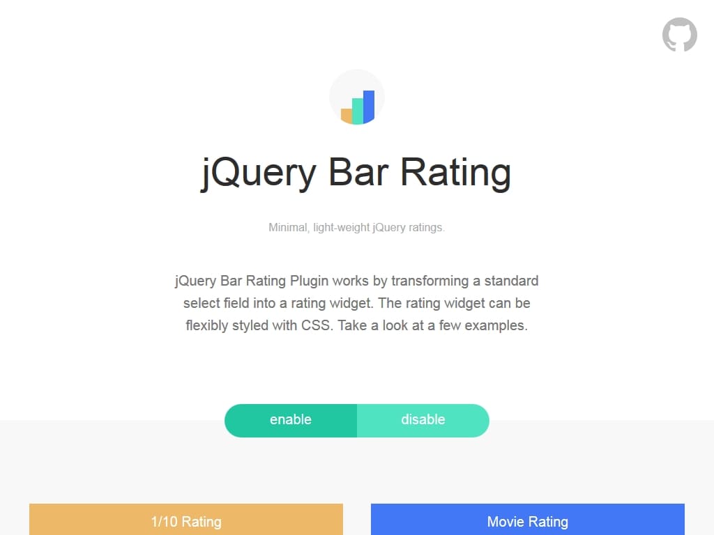 Плагин jQuery работает, превращая стандартное поле выбора в виджет рейтинга, может быть гибко стилизован с помощью CSS, можно использовать с Bootstrap.