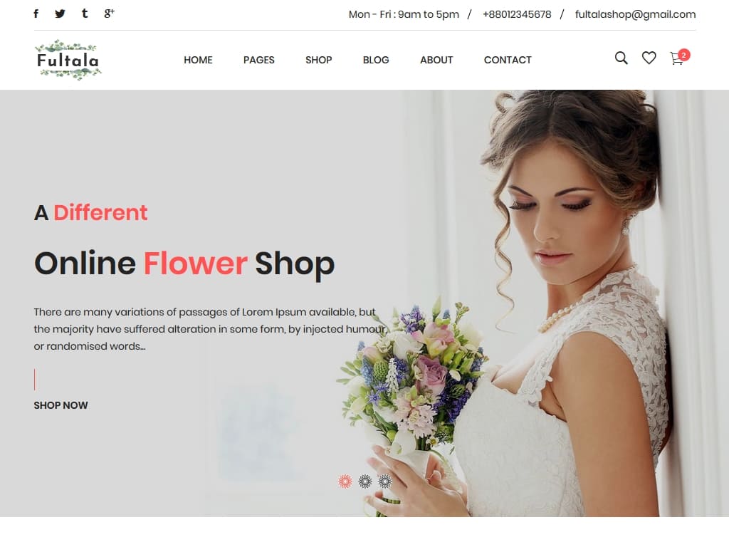 Flower Shop eCommerce Template, элегантный и впечатляющий HTML5 шаблон для сайта цветочного магазина. Универсальный шаблон цветочного магазина совершенно красивый, современный и отзывчивый.