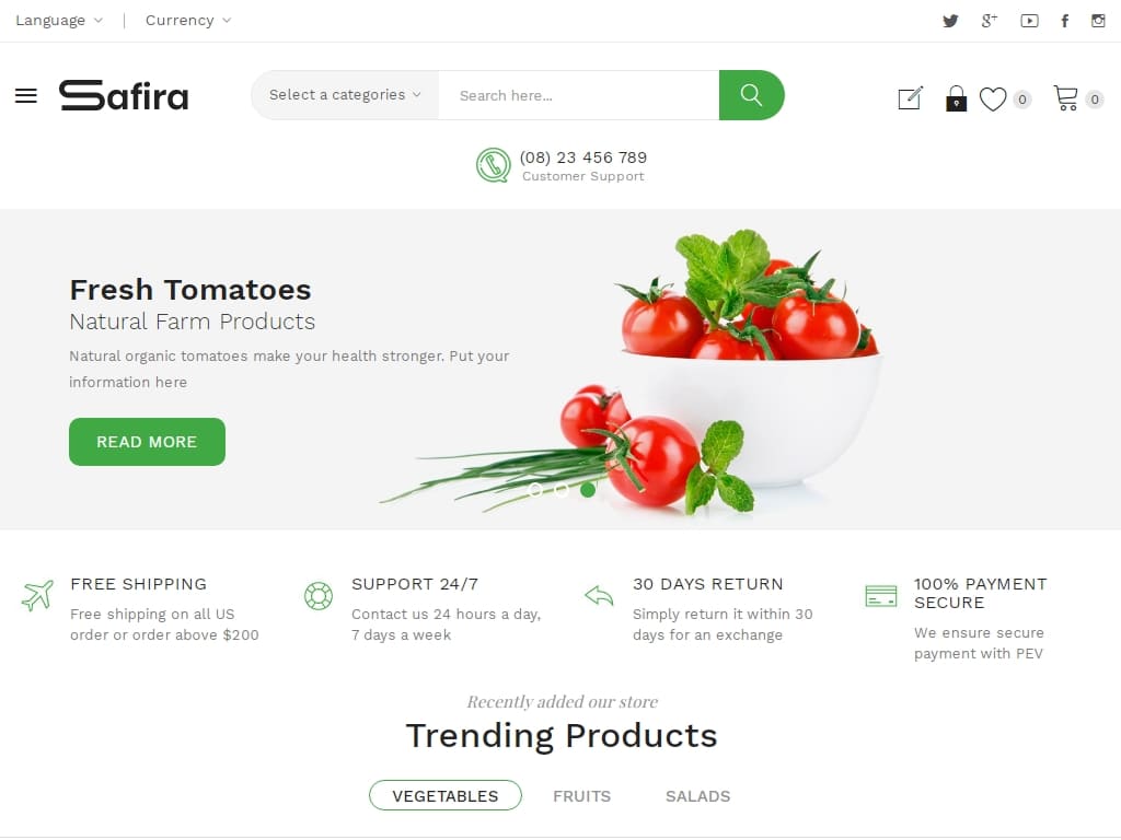 Современная, стильная и полностью отзывчивая тема Opencart 3, которая станет лучшим решением для ваших интернет магазинов продуктов питания, органические продукты, фрукты, овощи, супермаркет.
