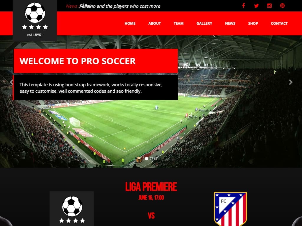 Вариант многоцелевого шаблона для веб-разработчика или футбольного клуба, футбольного клуба, которым нужен веб-шаблон для продвижения и представления своего клуба.