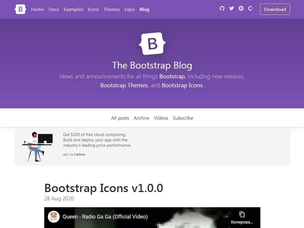 Bootstrap Icons официально стал стабильным с выпуском v1.0.0, сейчас в комплект входит более 1100 SVG иконок, планируется добавить еще сотни в ближайших второстепенных выпусках.