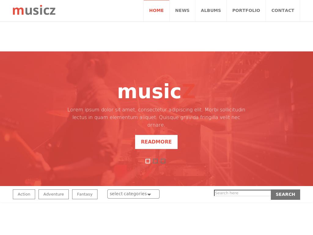 Многостраничный Bootstrap 3 шаблон для сайта предлагающего материалы музыки и видео для скачивания, сделаны необходимые страницы.
