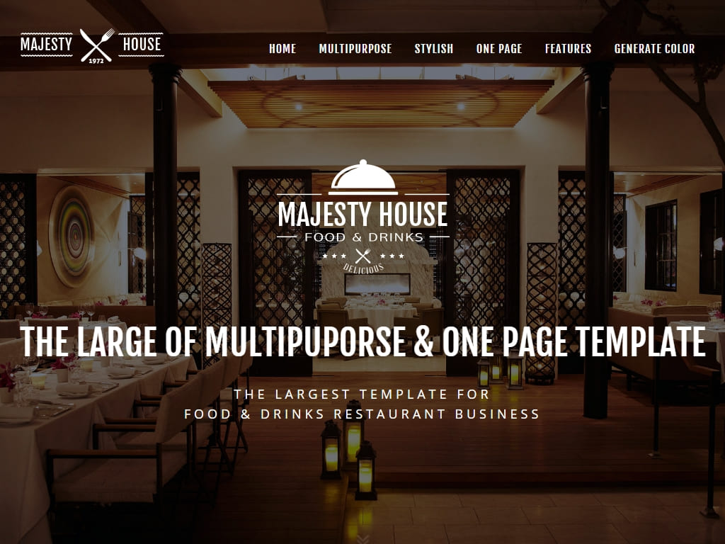 Отличный HTML шаблон для ресторана или предприятия по организации общепита, адаптивный дизайн и большой комплект готовых страниц в комплекте.