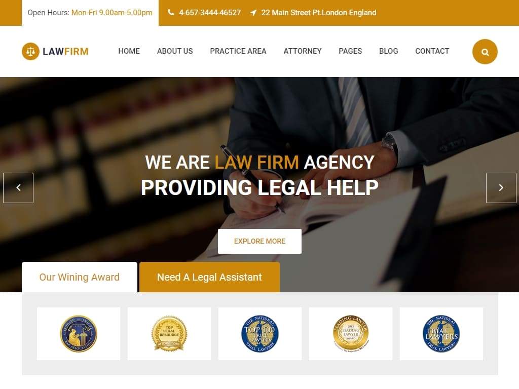 Юридическая фирма - это профессиональный, адаптивный HTML5 шаблон для адвокатов и юристов или аналогичных тематик, шаблон хорошо документирован.