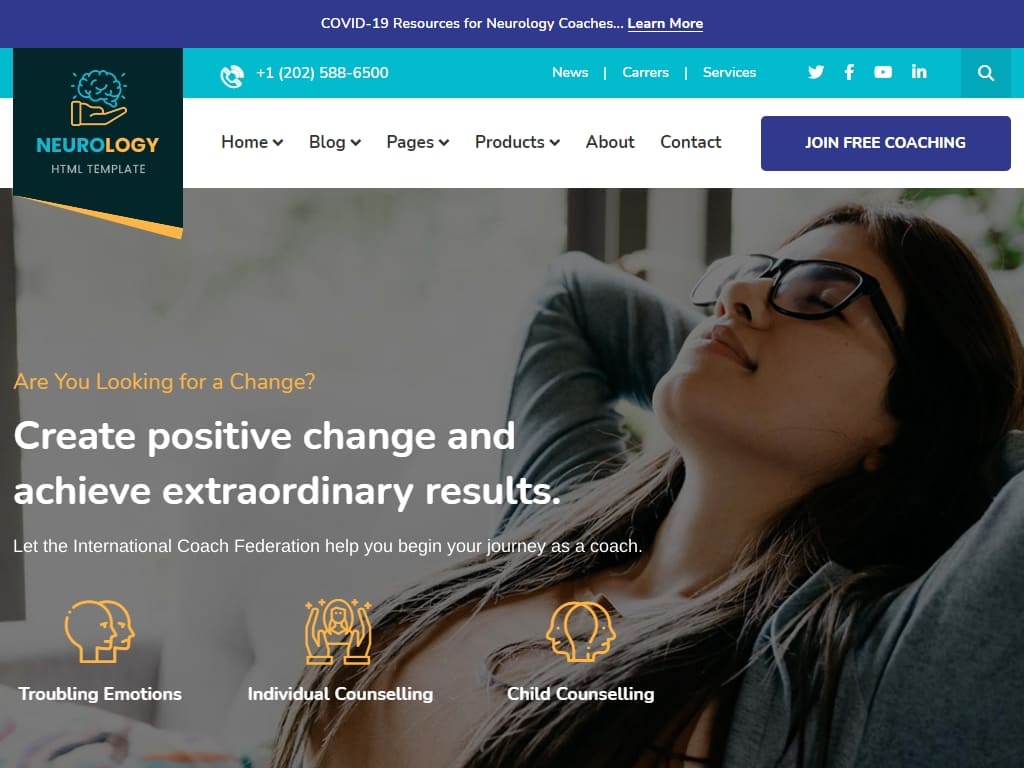 Шаблон психологии неврологии - современный и красочный дизайн, который позволит вам создать отличный веб-сайт для психиатров, медицинских консультантов, консультантов по психическим заболеваниям.