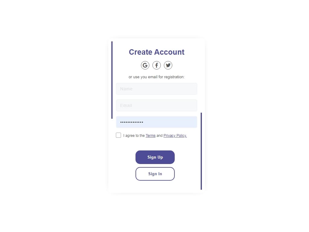Create Account Form - Формы