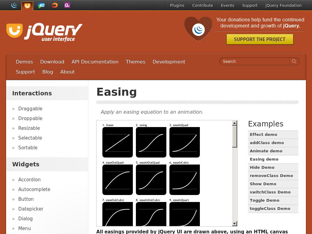 Отдельный плагин jQuery Ui в виде минимизированного jQuery Easing определяющего поведение анимации, применяется для любых элементов и компонентов Bootstrap.