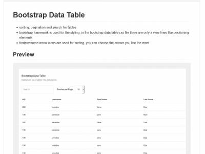 Bootstrap Data Table