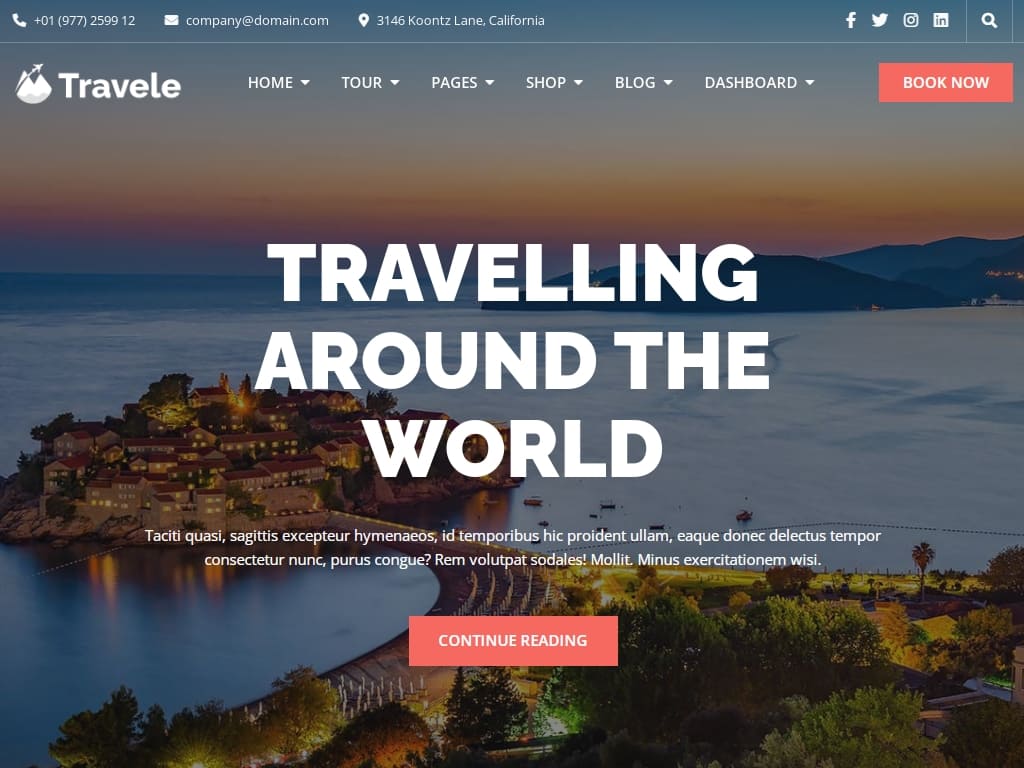 Шаблон агентства путешествий и туров, созданный специально для создания универсальных сайтов, таких как туристические агентства, все другие сайты о путешествиях и турах.