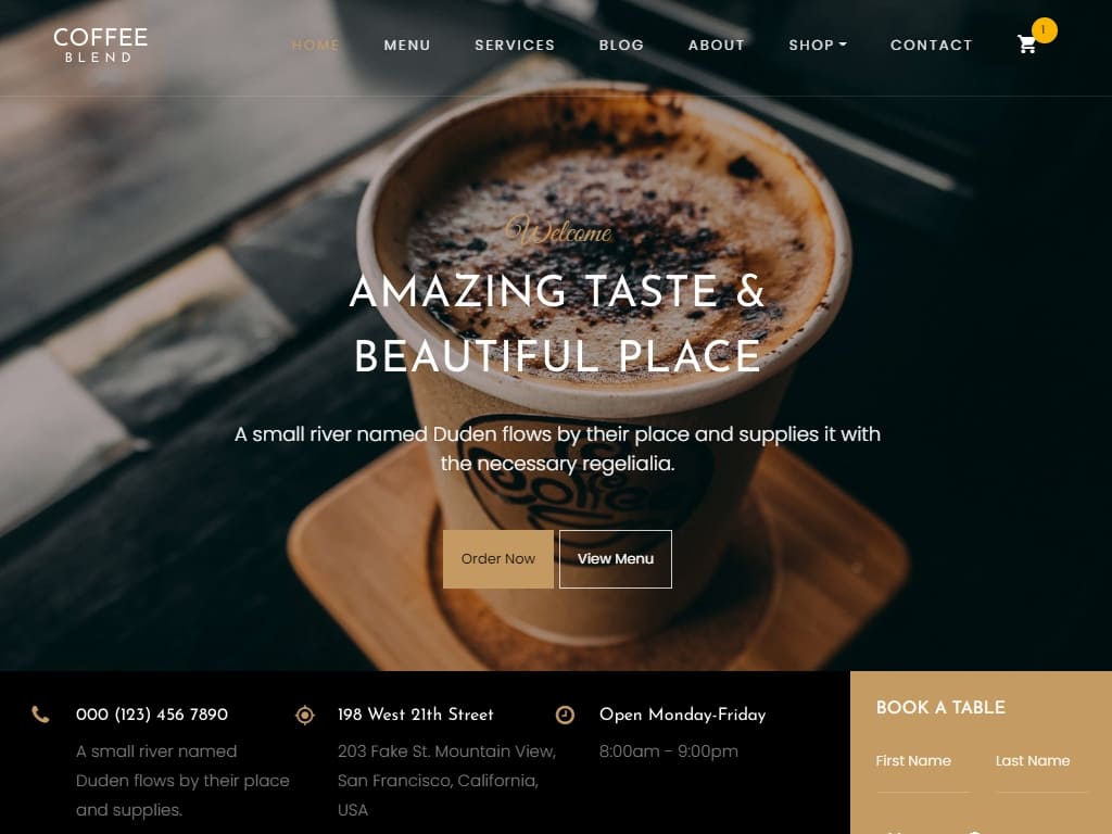 Бесплатный шаблон веб-сайта о кофе на Bootstrap 4 HTML5 практически для любого бизнеса, связанного с кофе. Это адаптивный и готовый к мобильным устройствам шаблон с многостраничным дизайном.