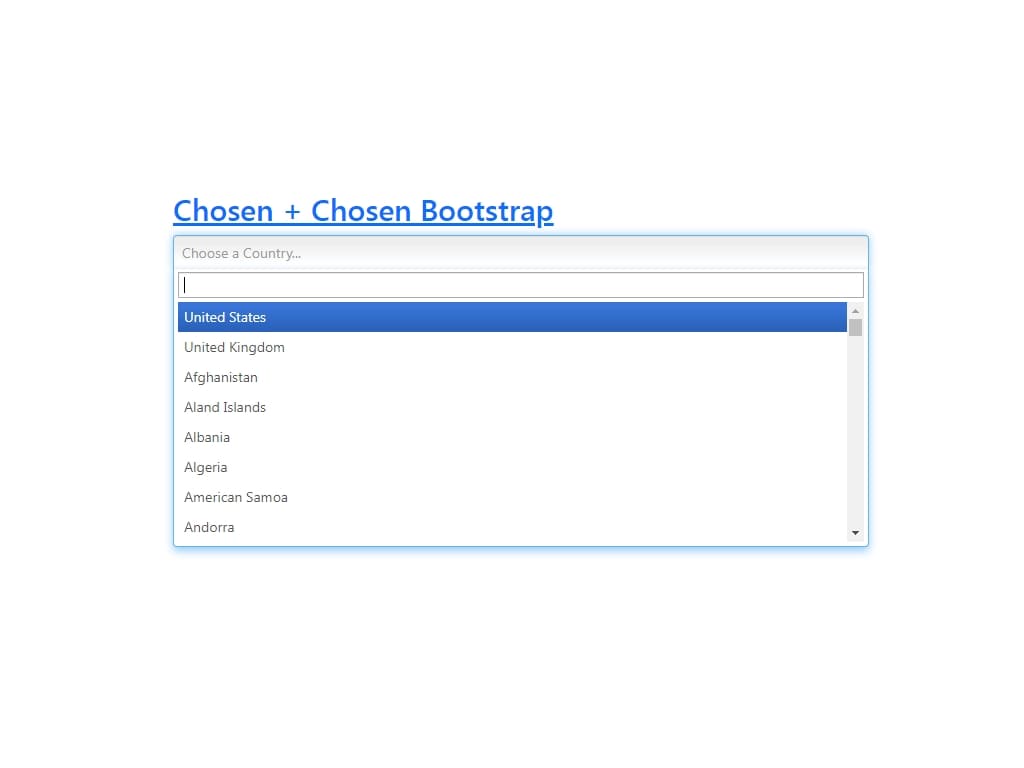 Библиотека поиска для select, позволяющая сделать длинные и громоздкие поля выбора более удобными для пользователя, предлагается 2 версии: Chosen + Chosen Bootstrap.