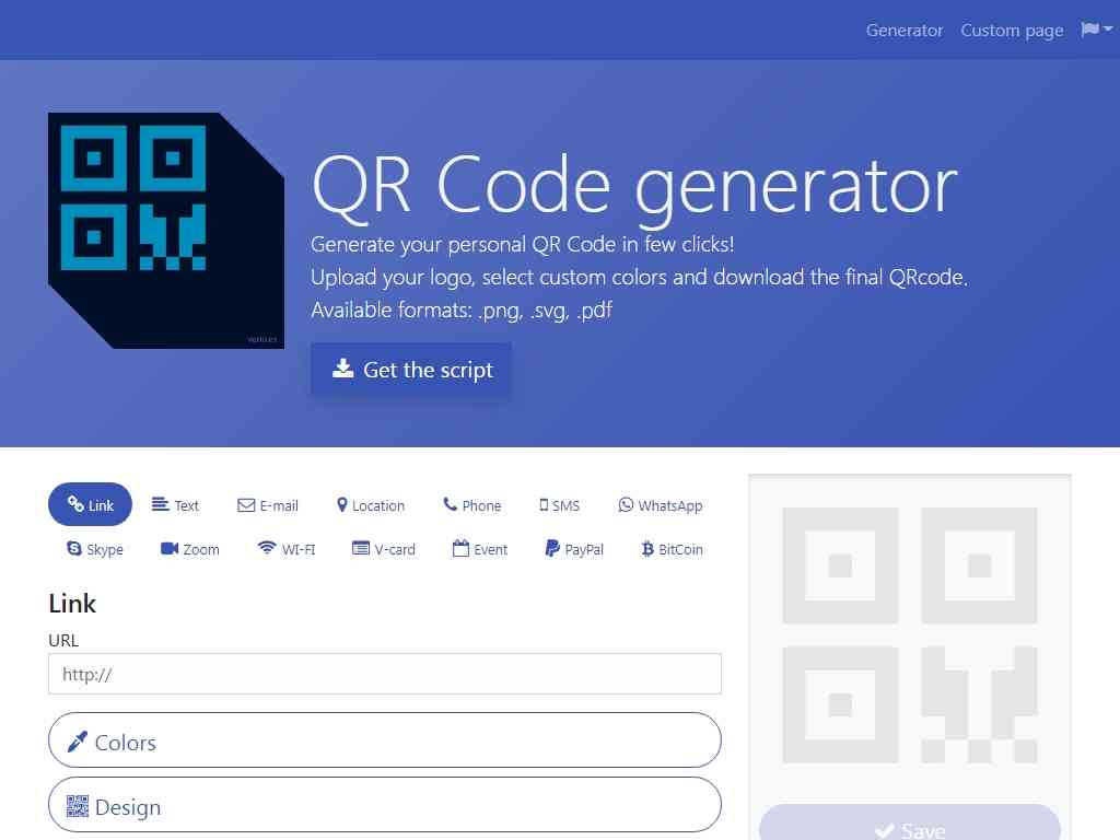 Чувствительный генератор QR кода, PHP скрипт готового сайта генератора QR кодов в оригинальных цветных темах с эффектами, для ссылок, текстов и логотипов.