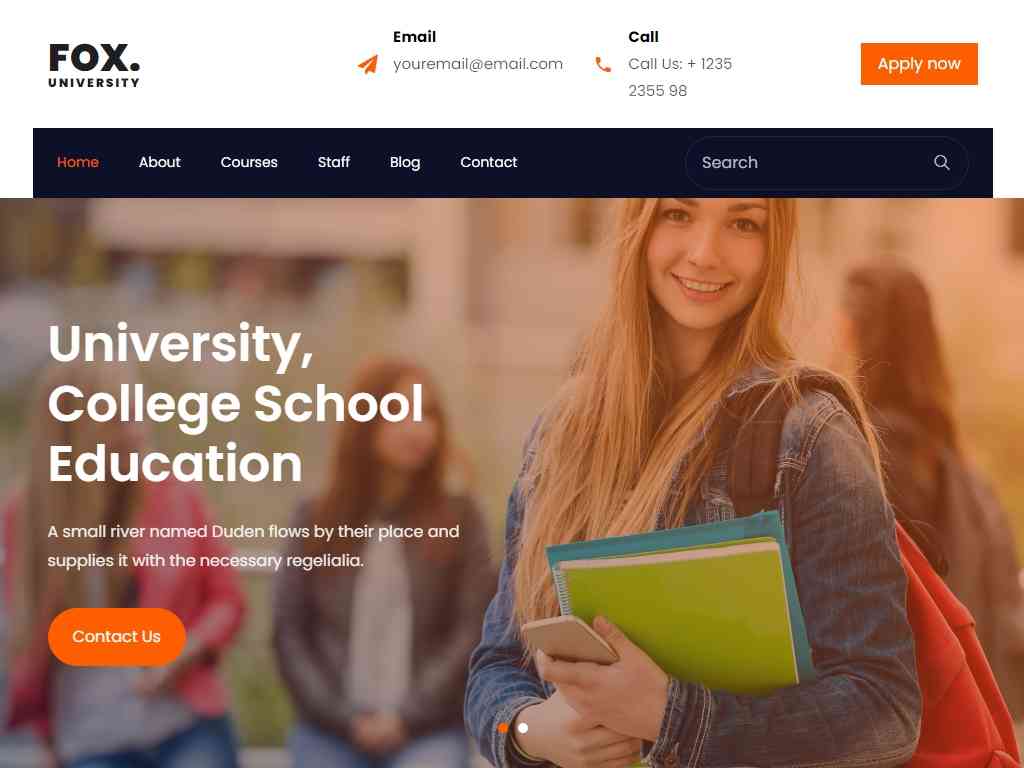 Бесплатный адаптивный шаблон образовательного сайта, подходит для сайтов, таких как школа, колледж, университет и другие подобные учебные заведения.