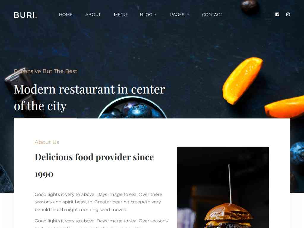 Бесплатный шаблон для сайта ресторана на Bootstrap 4 и HTML5. Это отличная тема для ресторанов и предприятий, связанных с продуктами питания на адаптивной разметке.