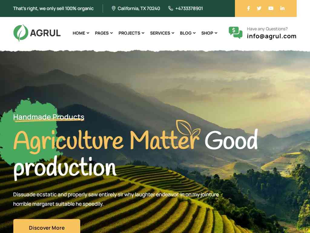 Настраиваемый современный многоцелевой шаблон органического сельского хозяйства, который включает 23 страницы HTML и 3 варианта домашней страницы для обзора, ознакомления и оплаты.