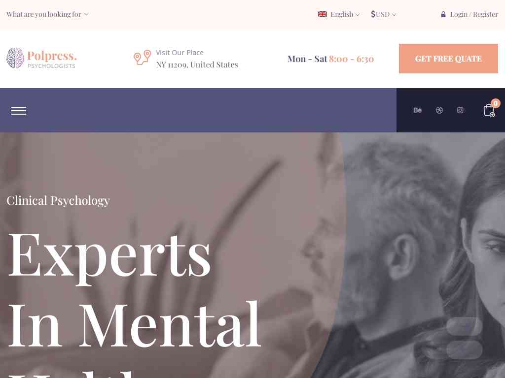 HTML шаблон для психиатрической терапии, идеально разработан и организован для любого вида психической терапии или любого сайта онлайн-терапии, подойдёт для сайтов медицинской тематики.