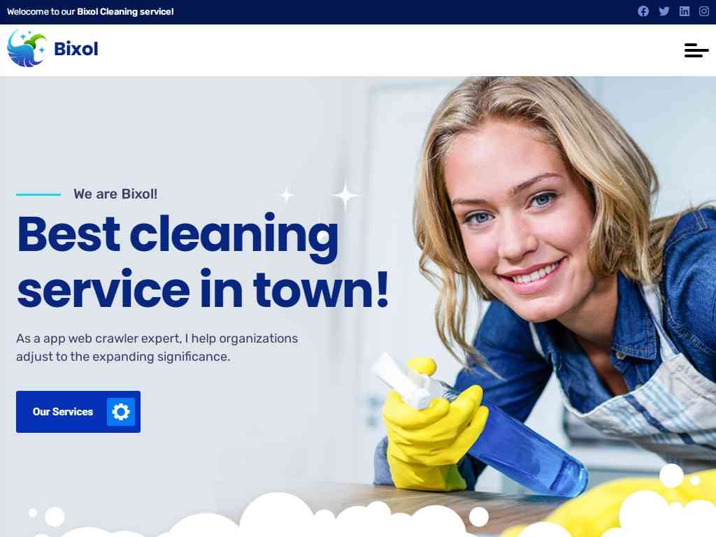 HTML шаблон для сайта услуг по уборке, специально созданный для распространения и представления вашего бизнеса на сайте по оказанию клининговых услуг потенциальным клиентам.