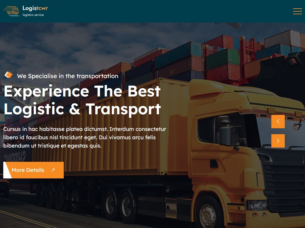 HTML шаблон для сайта транспортной логистики. Полностью адаптивный макет для всех типов устройств, поэтому независимо от размера экрана или типа браузера ваш сайт выглядит наилучшим образом.