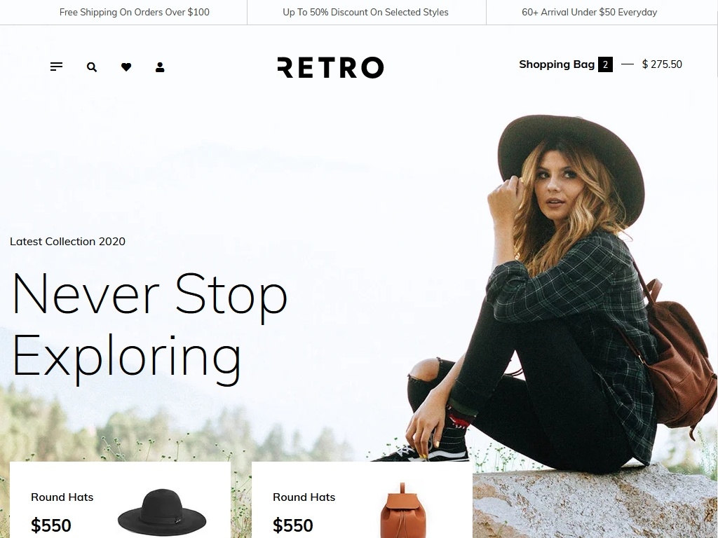 Светлый HTML шаблон для электронной коммерции для многоцелевого использования. Сайт созданный на этом шаблоне сделает ваши работы более впечатляющими и привлекательными для посетителей.