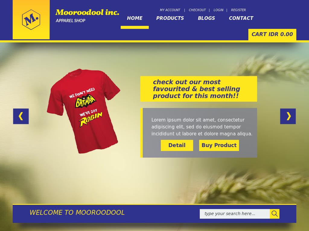 Жёлтый с синими цветами адаптивный Bootstrap 3 шаблон для сайта онлайн магазина, предлагаются необходимые страницы для установки.