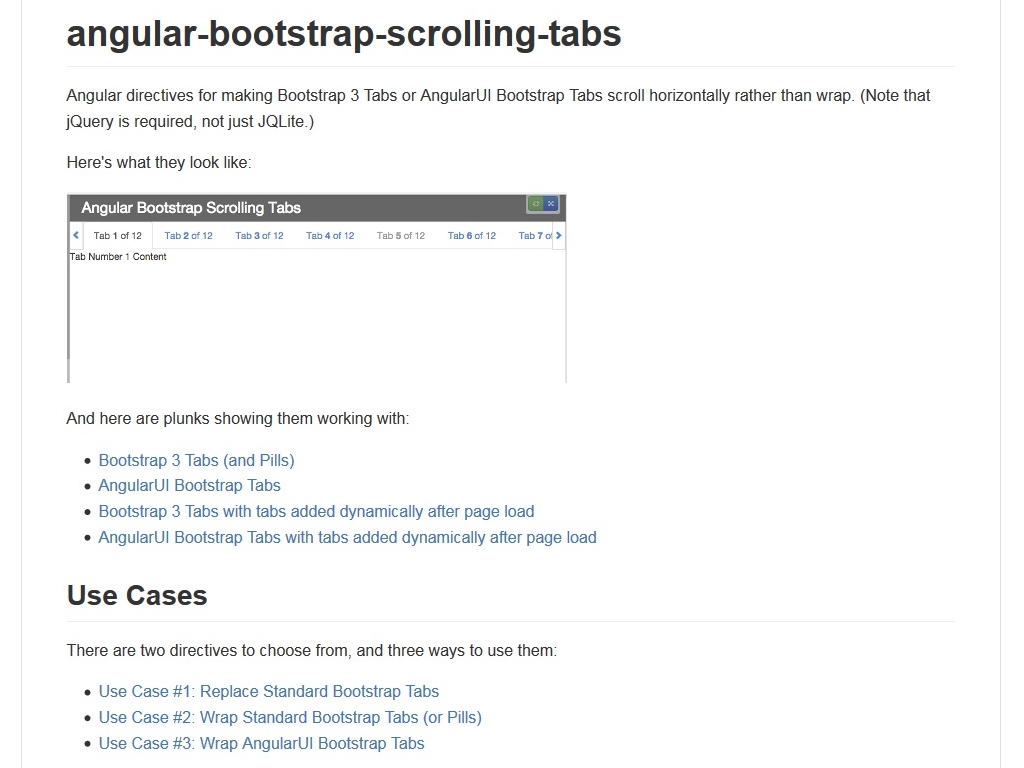 Горизонтальным табам Bootstrap при использовании AngularJS добавляется скроллинг управление позволяющее добавить большое количество горизонтальных вкладок.
