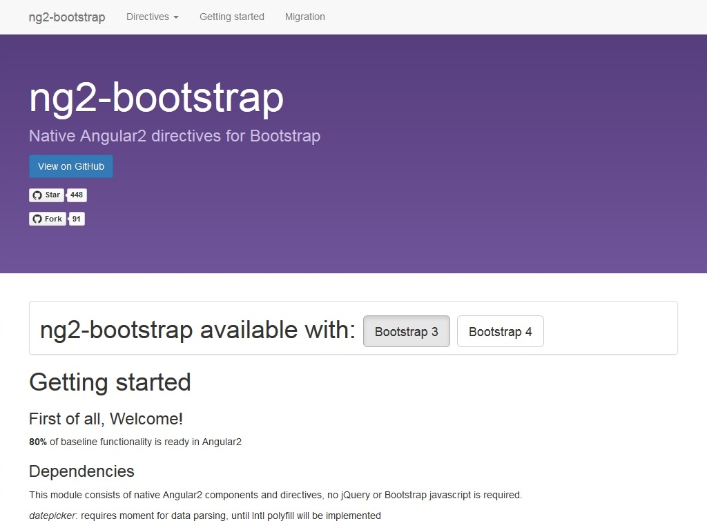 Совмещение директив AngularJS2 с Bootstrap3 и Bootstrap4, это готовое решение для разработчиков, источник предоставил примеры использования.