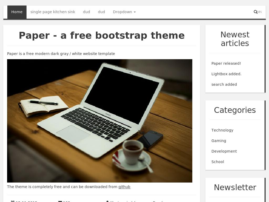 Шаблон заготовка Bootstrap 3 с дополнительной страницей, разметка основного содержимого и бокового сайтбара, готовый пример.